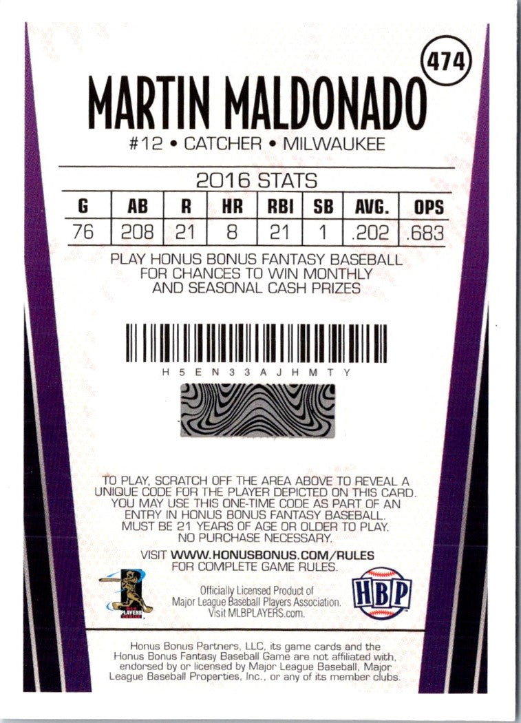 2017 Honus Bonus Fantasy Baseball Martin Maldonado