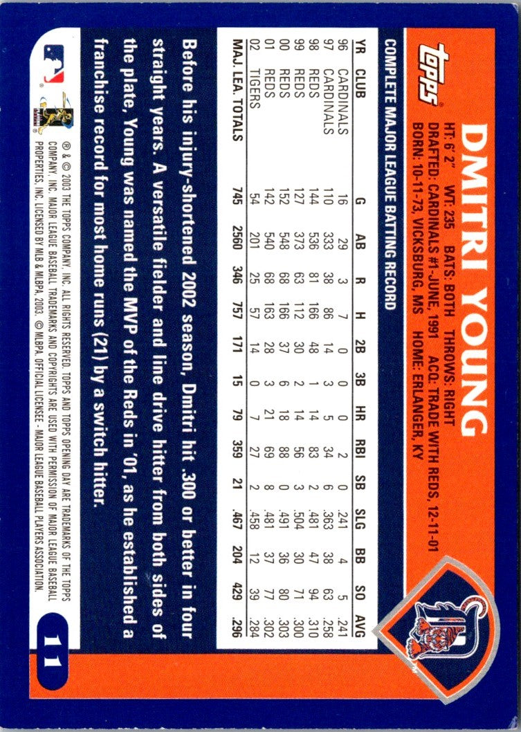 2003 Topps Opening Day Dmitri Young