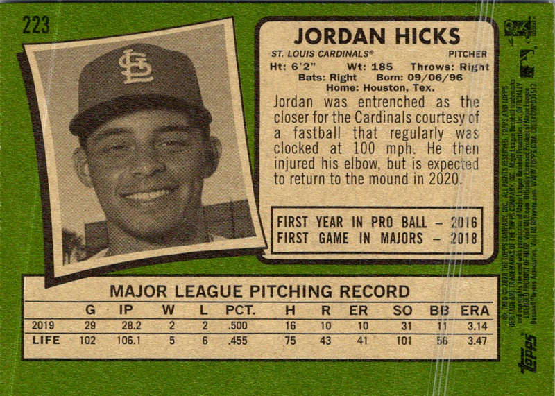 2020 Topps Heritage Jordan Hicks