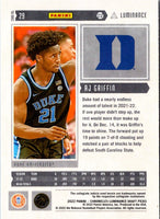 2022 Panini Chronicles Draft Picks Luminance AJ Griffin #29