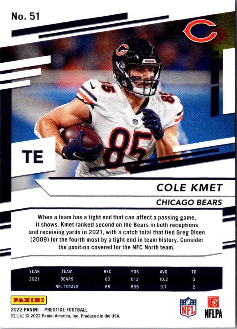 2022 Panini Prestige Cole Kmet