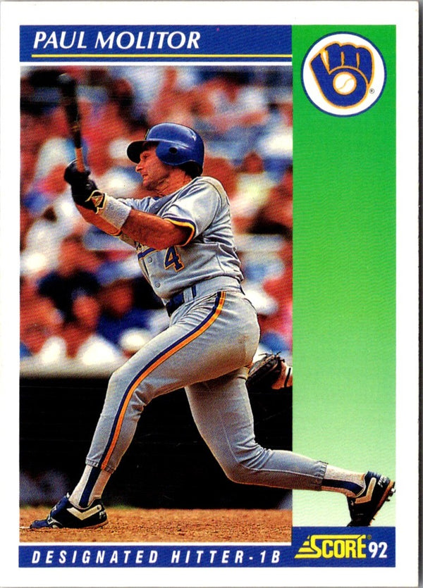 1992 Score Paul Molitor #61