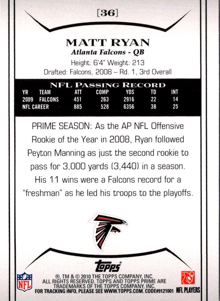 2010 Topps Prime Matt Ryan