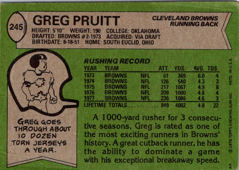 1978 Topps Greg Pruitt