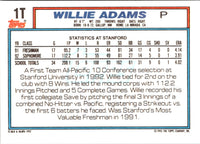 1992 Topps Traded Willie Adams #1T Rookie
