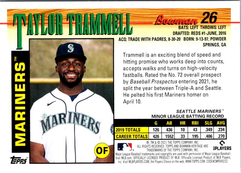 2021 Bowman Heritage Taylor Trammell