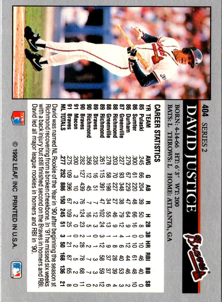 1992 Leaf Black Gold David Justice