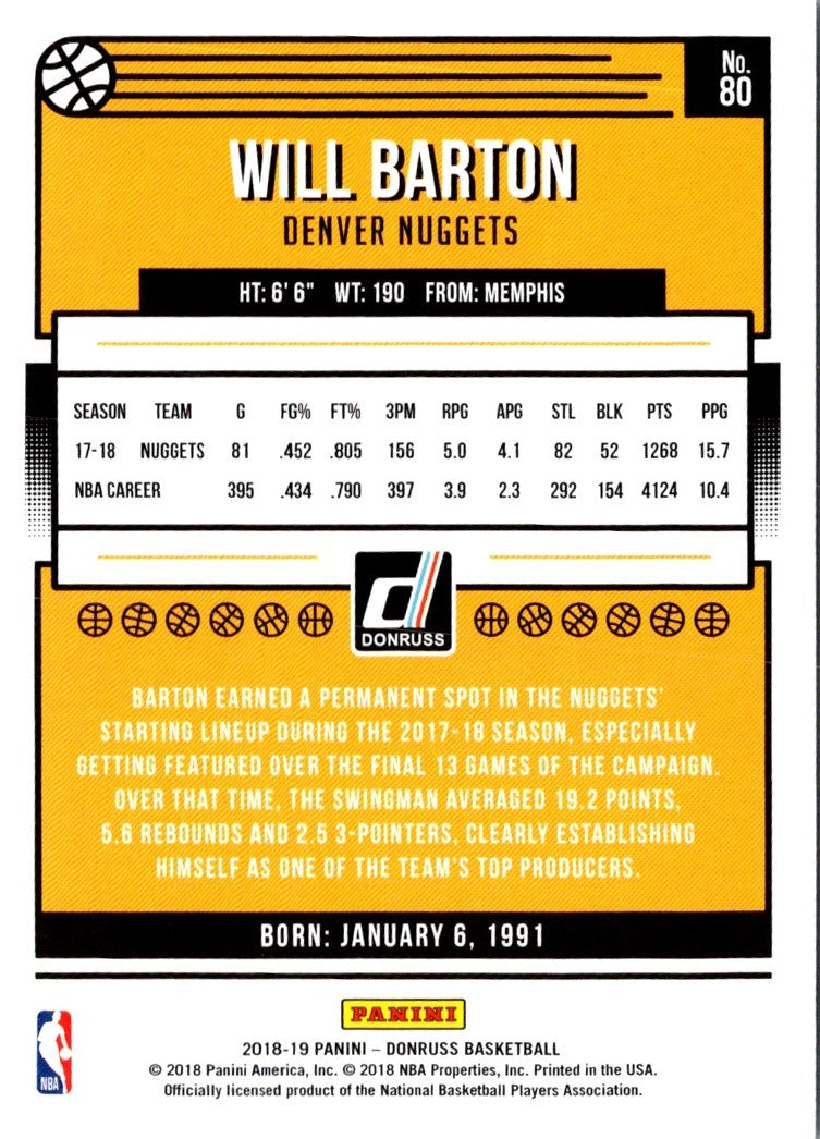 2018 Donruss Will Barton