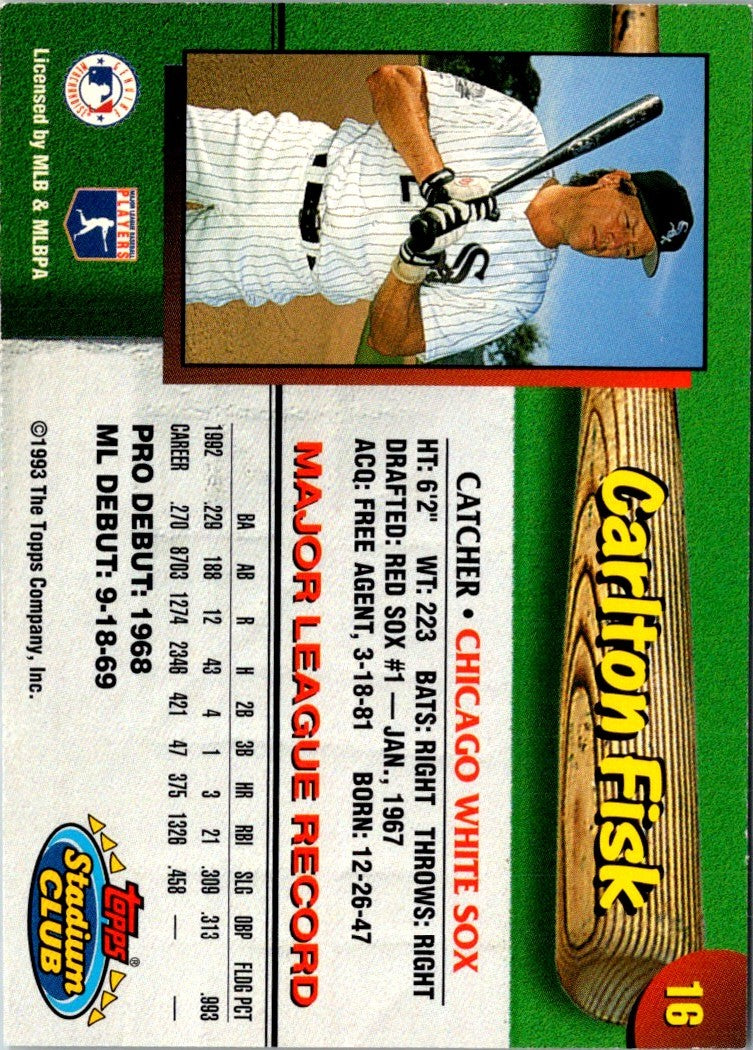 1993 Stadium Club Chicago White Sox Carlton Fisk