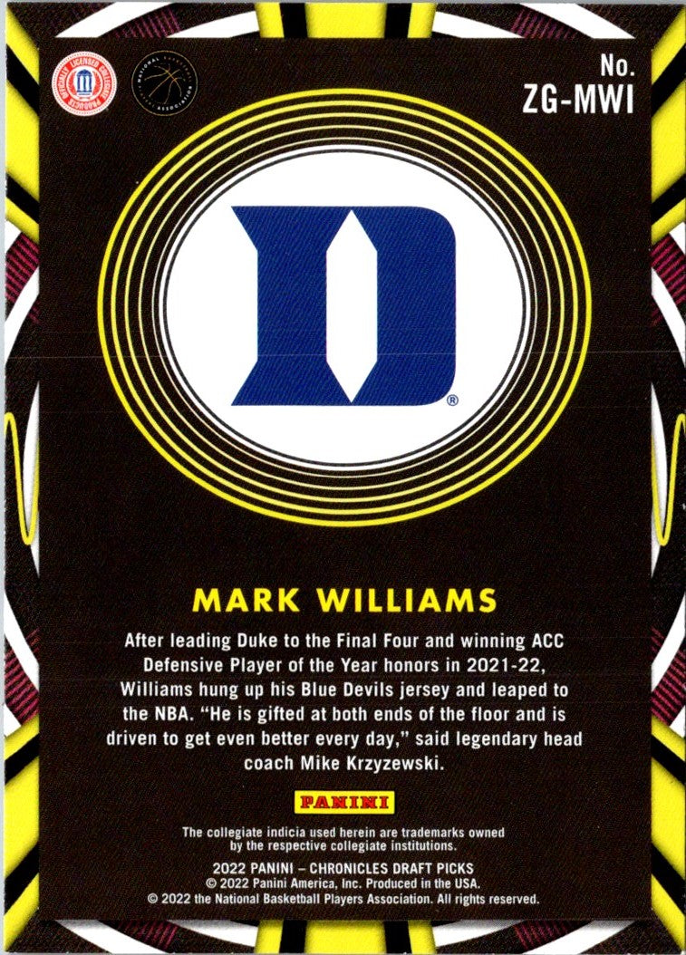 2022 Panini Chronicles Draft Picks Gamma Rays Mark Williams