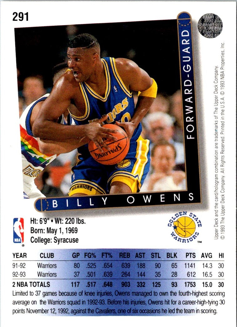 1993 Upper Deck Billy Owens