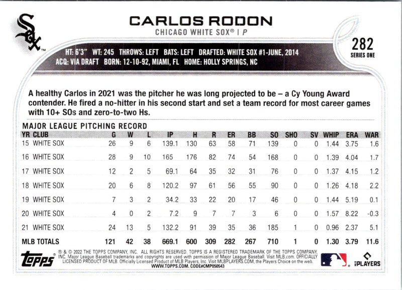 2022 Topps Carlos Rodon