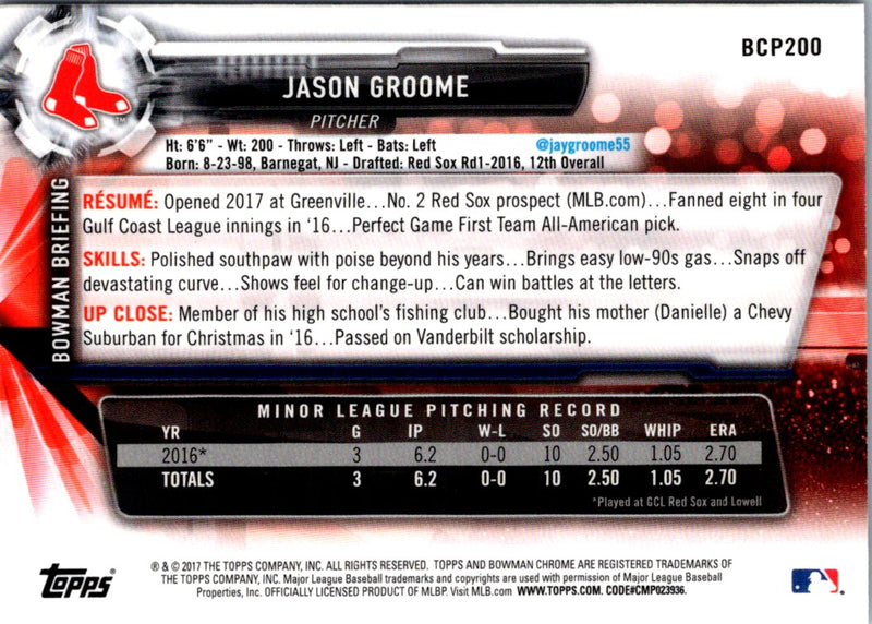 2017 Bowman Chrome Prospects Jason Groome