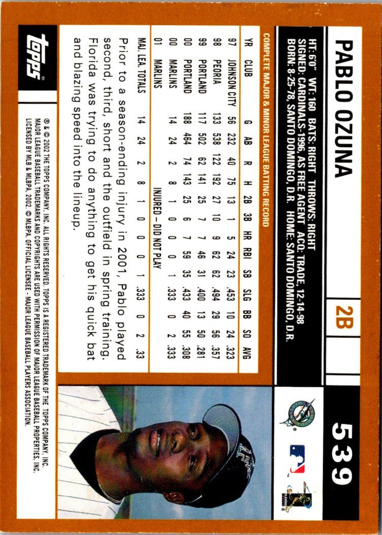 2002 Topps Pablo Ozuna