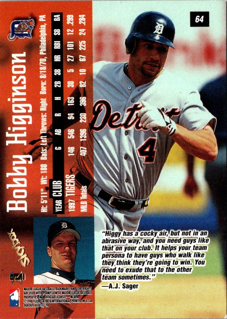 1998 SkyBox Dugout Axcess Bobby Higginson