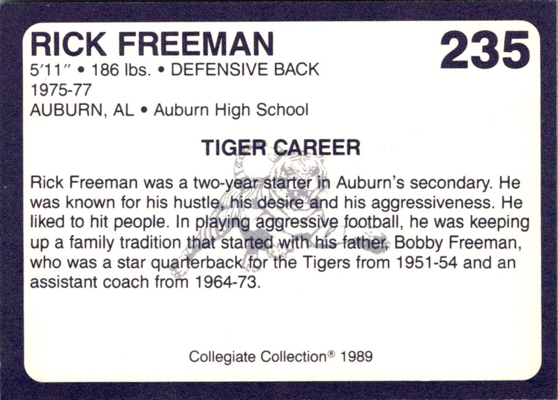 1989 Collegiate Collection Auburn Coke 580 Rick Freeman