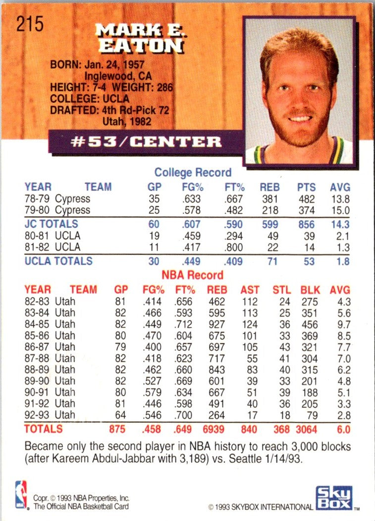 1993 Hoops Fifth Anniversary Gold Mark Eaton