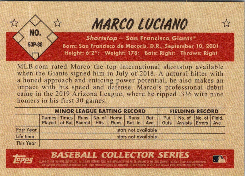 2019 Bowman Heritage Prospects Marco Luciano