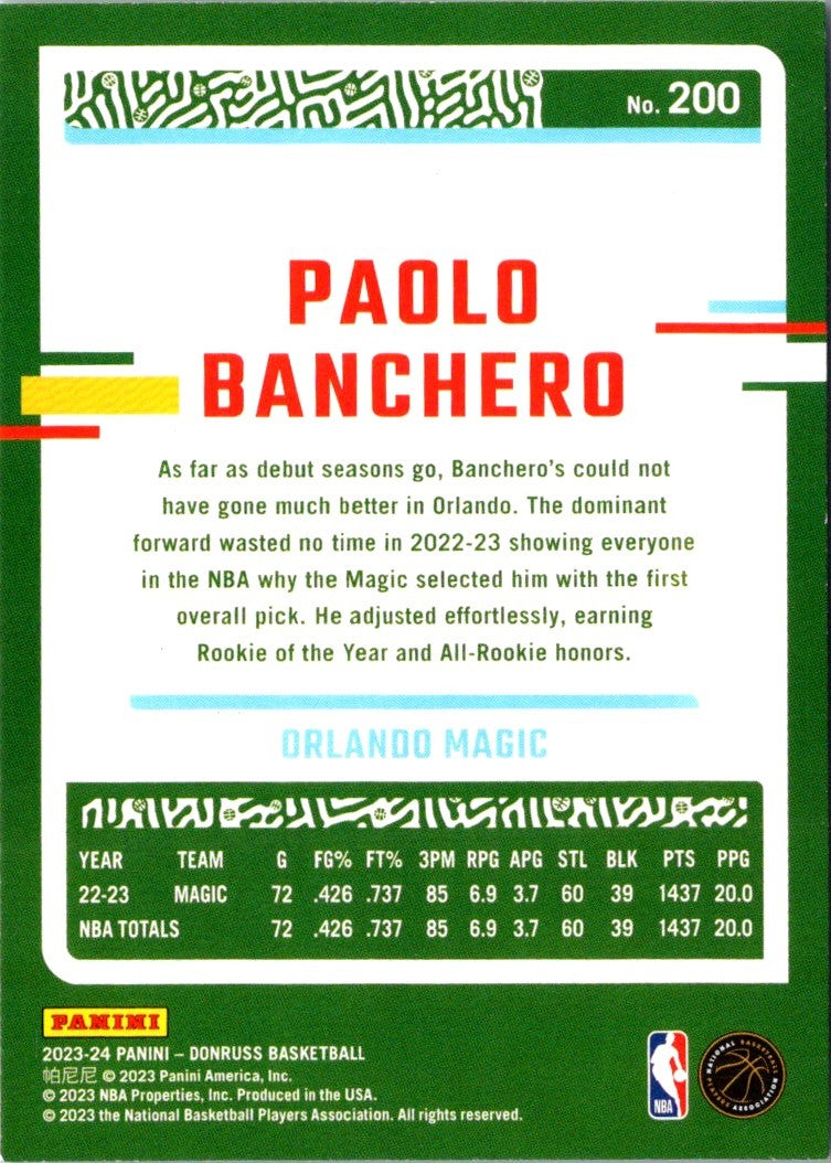 2023 Donruss Paolo Banchero