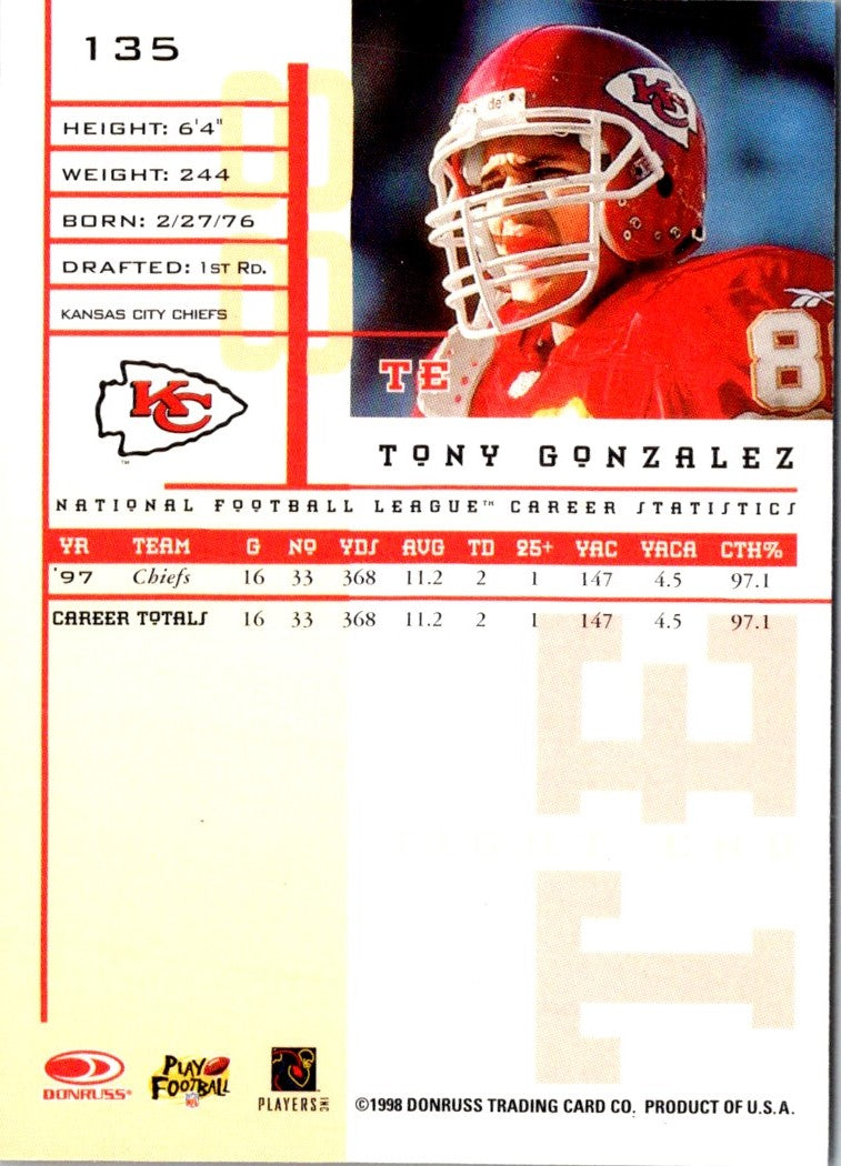 1998 Leaf Rookies & Stars Tony Gonzalez