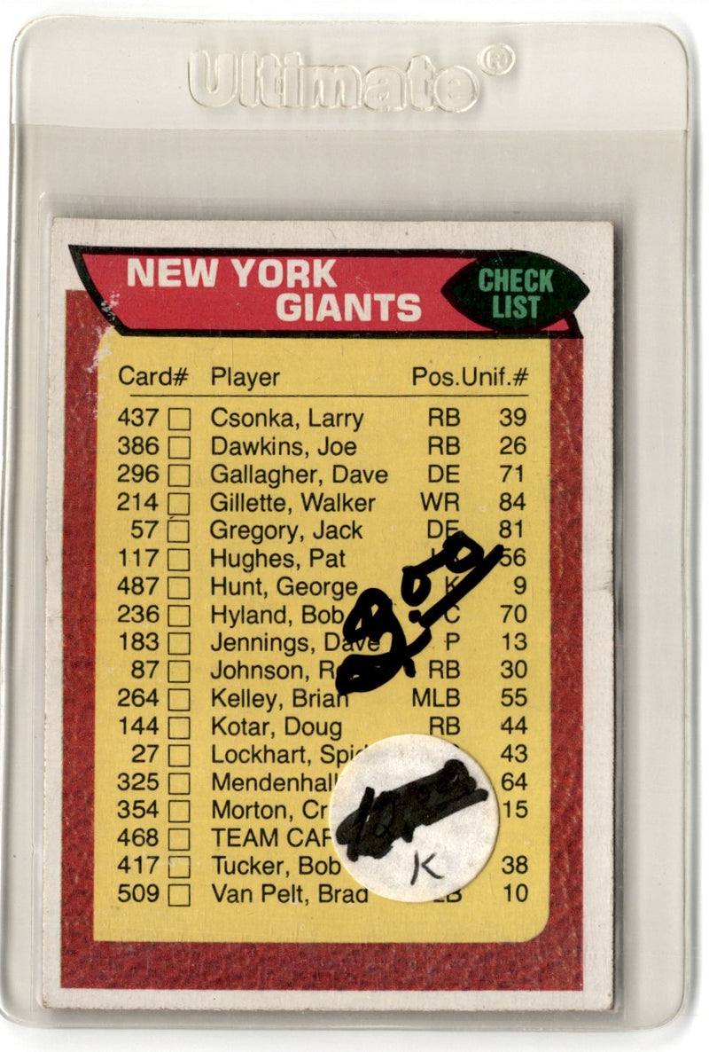 1976 Topps New York Giants