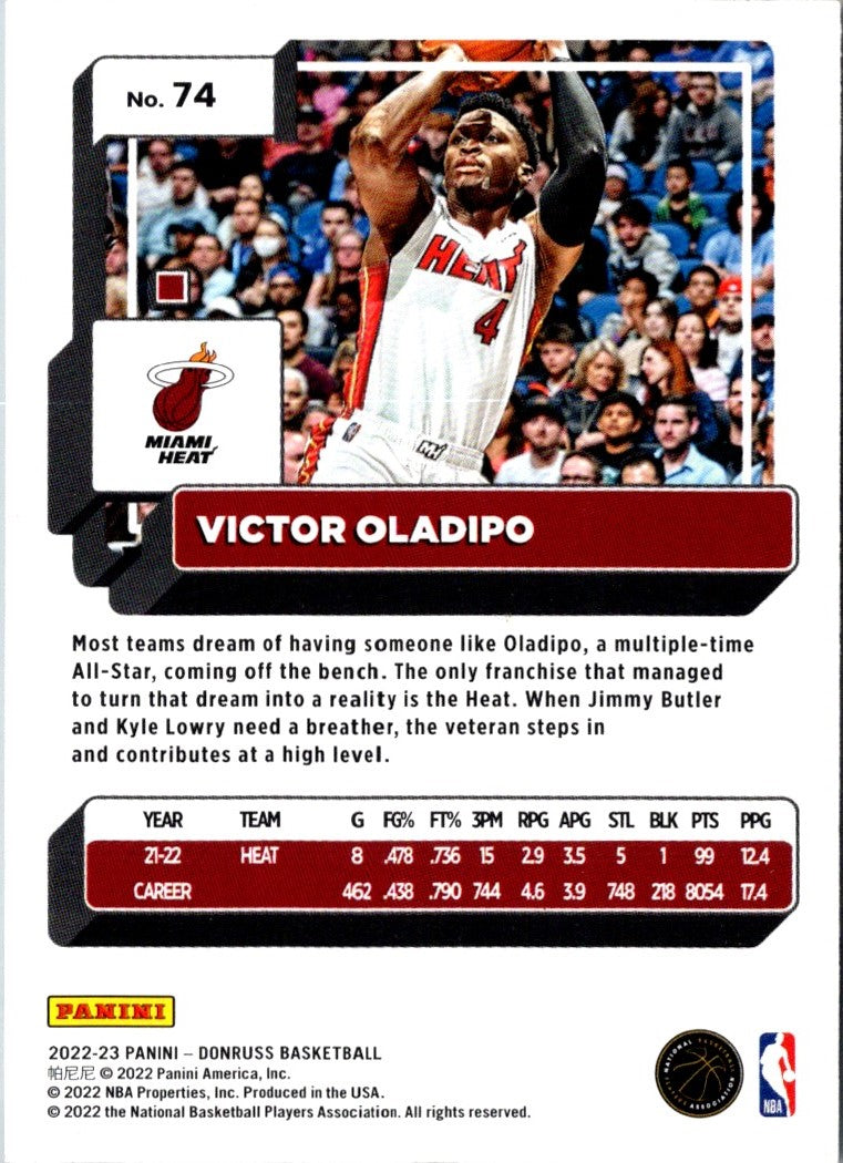 2022 Donruss Holo Laser Red/Gold Victor Oladipo