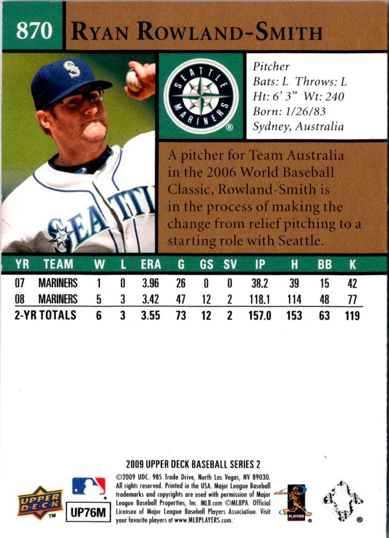 2009 Upper Deck Ryan Rowland-Smith