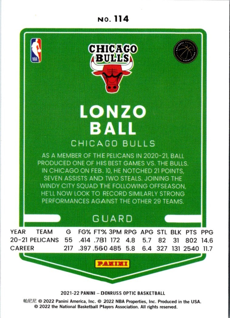 2021 Donruss Optic Red Lonzo Ball