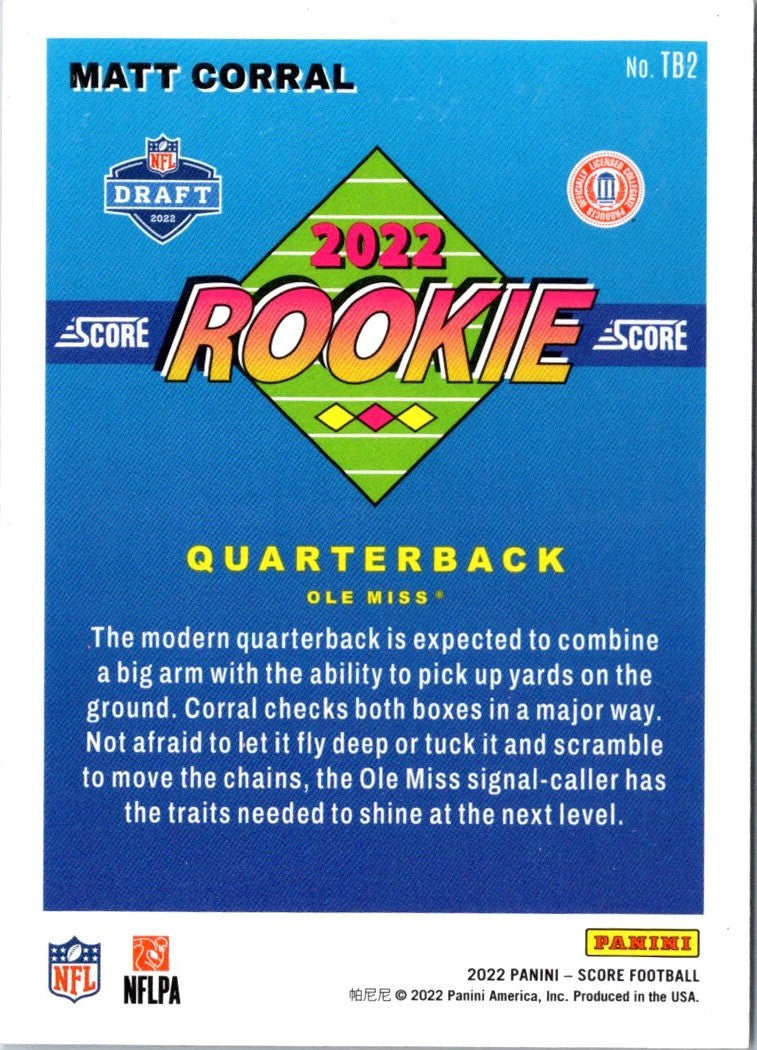 2022 Score 1992 Throwback Rookie Pink Matt Corral