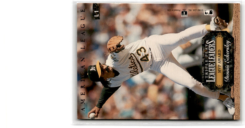 1993 Triple Play League Leaders Barry Bonds/Dennis Eckersley