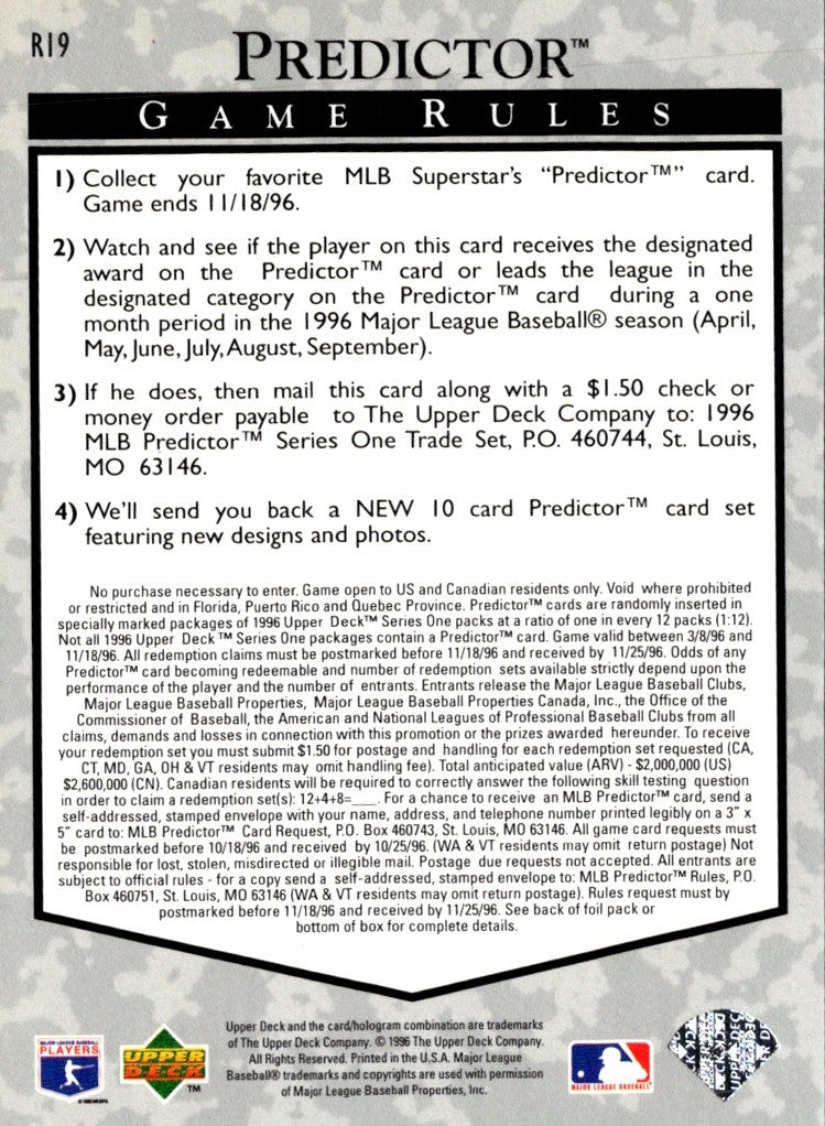 1996 Upper Deck Predictors Retail Mo Vaughn