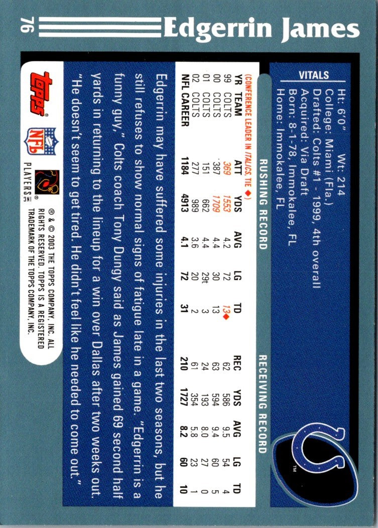 2003 Topps Collection Edgerrin James