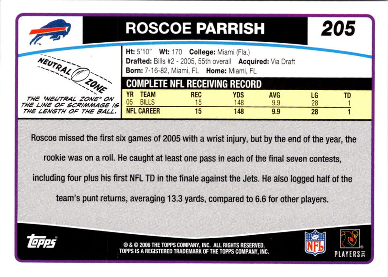 2006 Topps Roscoe Parrish