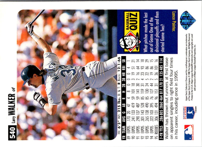 1996 Collector's Choice Gold Signature Larry Walker