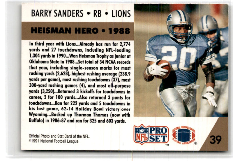 1990 Pro Set FACT Cincinnati Barry Sanders