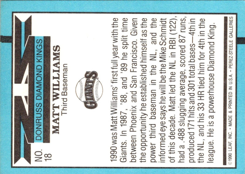 1991 Donruss Super Diamond Kings Matt Williams