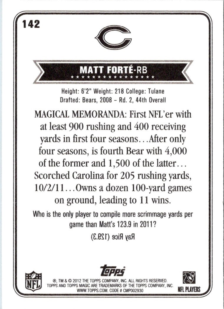 2012 Topps Magic Matt Forte