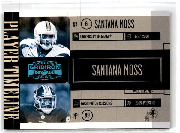 2006 Donruss Gridiron Gear Player Timeline Platinum Santana Moss #PT-7 03/25