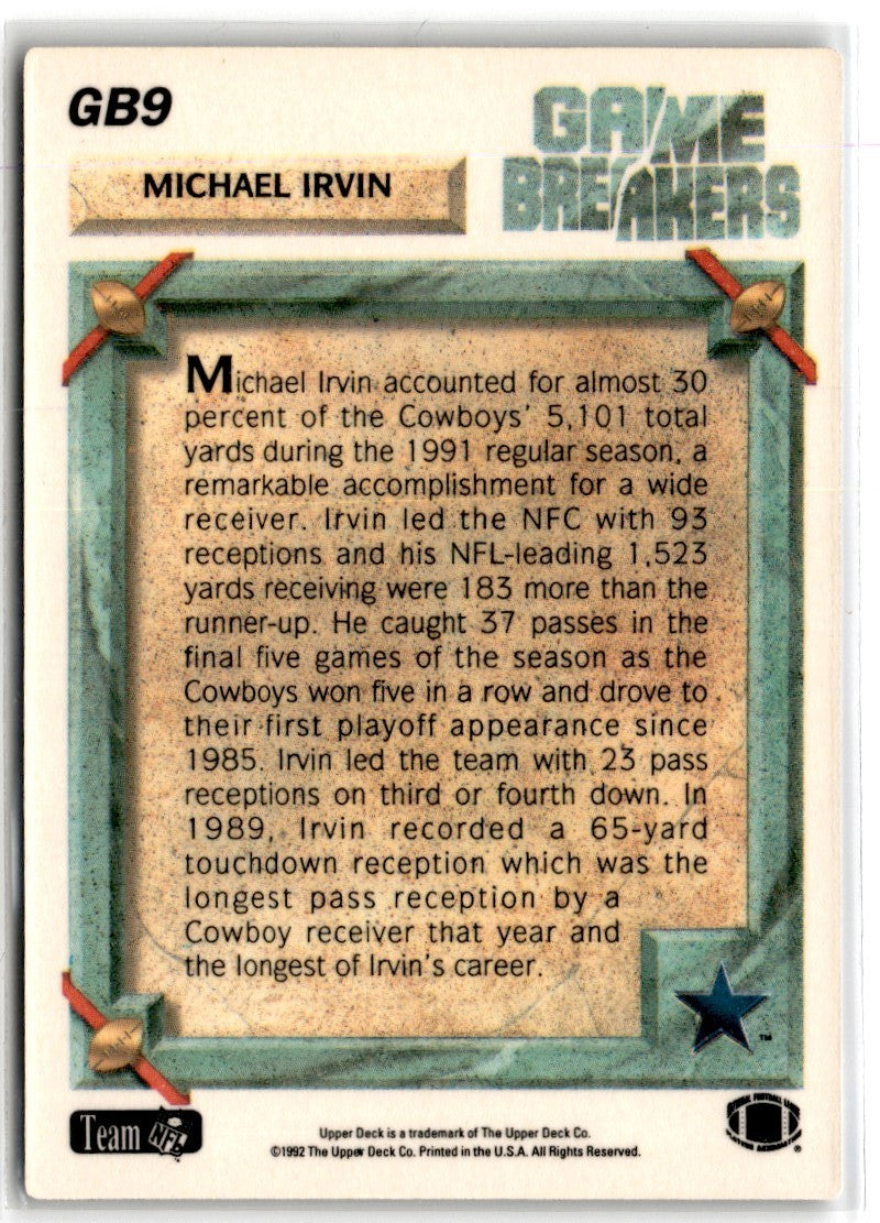 1992 Upper Deck Game Breaker Holograms Michael Irvin