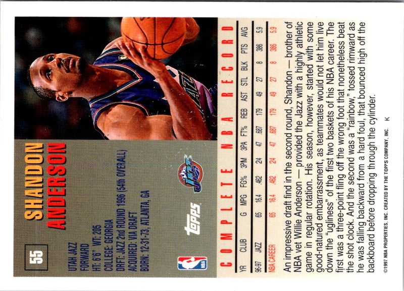 1997 Topps Shandon Anderson