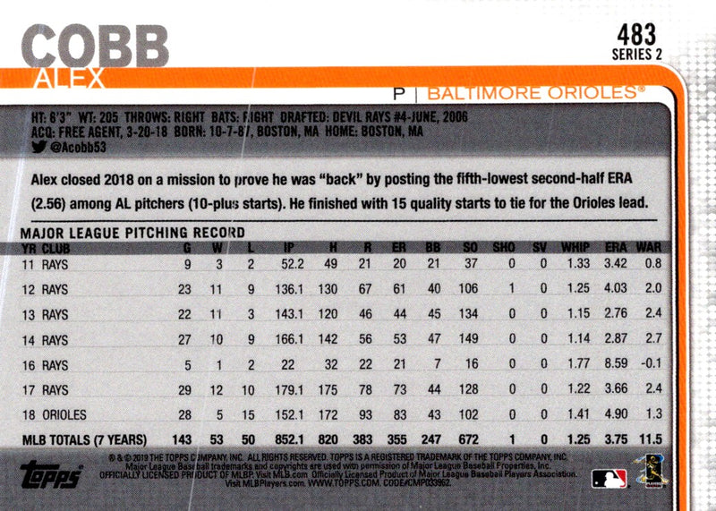 2019 Topps Alex Cobb