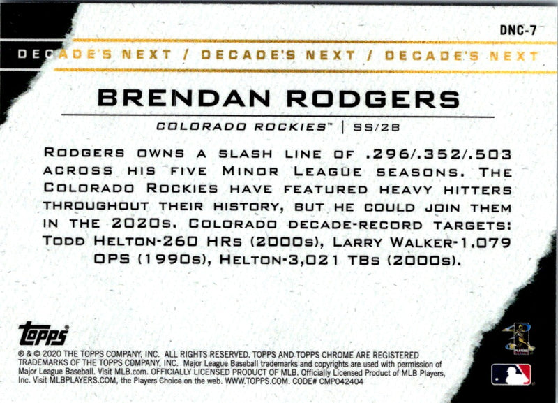 2020 Topps Chrome Update Decade's Next Brendan Rodgers