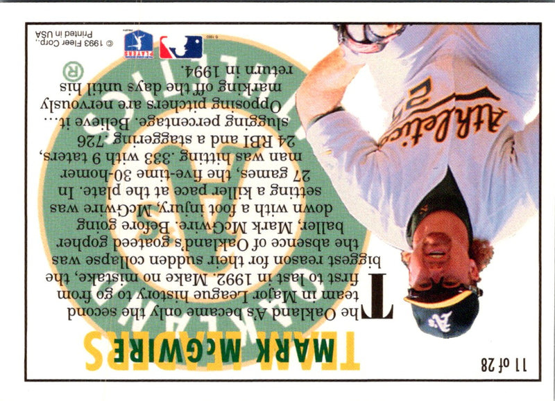 1994 Fleer Team Leaders Mark McGwire