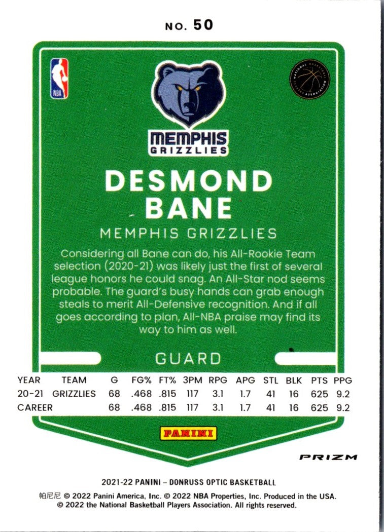 2021 Donruss Optic Blue Desmond Bane