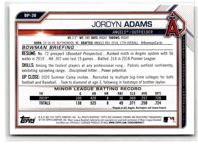 2021 Bowman Prospects Jordyn Adams