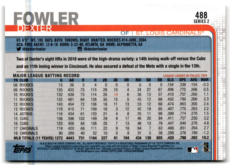 2019 Topps Dexter Fowler