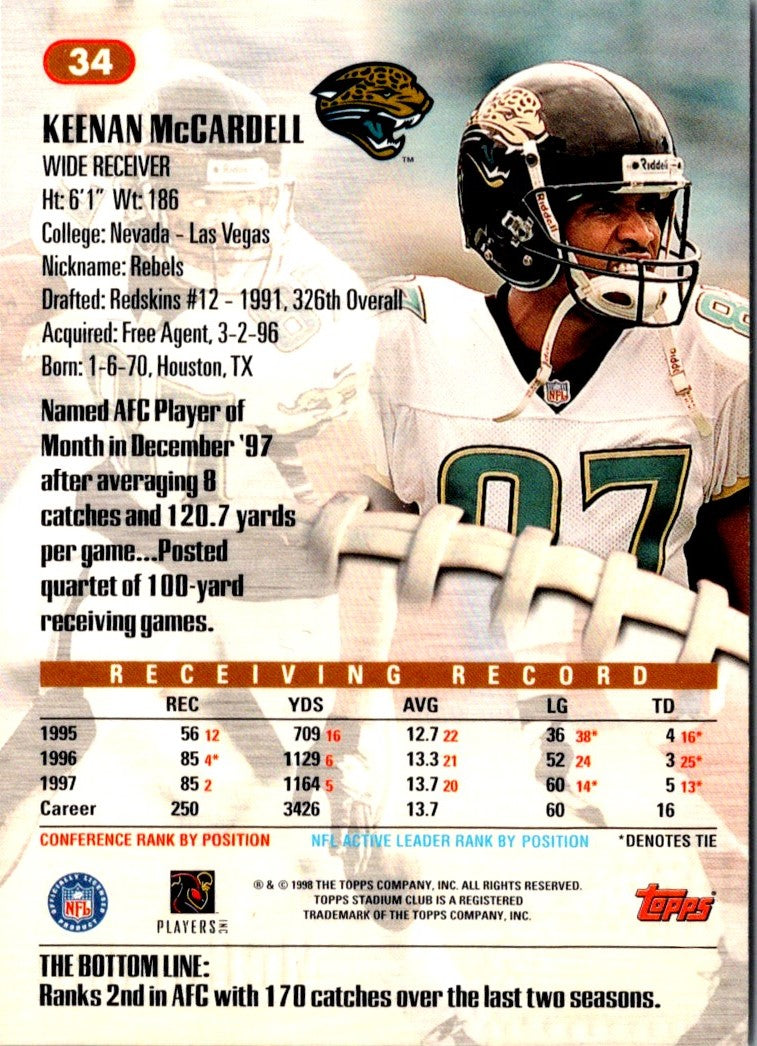 1998 Stadium Club Keenan McCardell