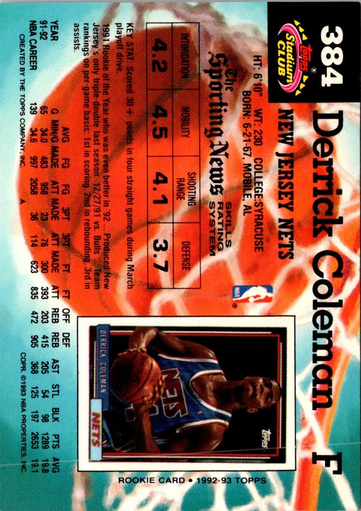 1992 Stadium Club Members Only Derrick Coleman