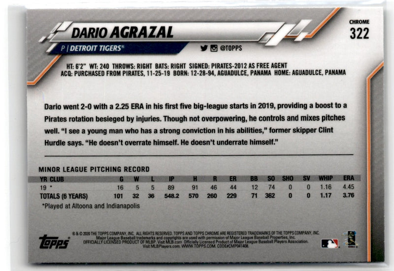 2020 Topps Chrome Sapphire Edition Dario Agrazal