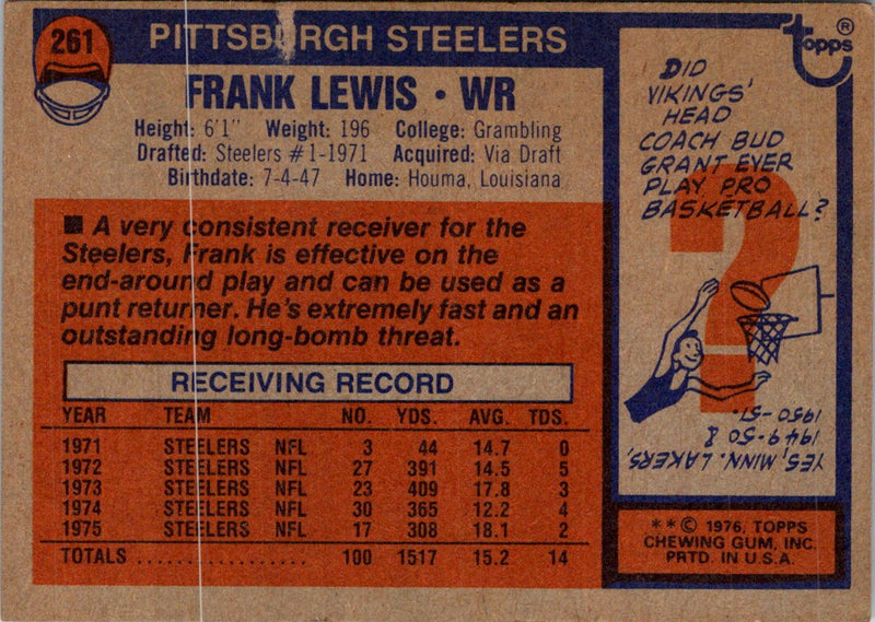 1976 Topps Frank Lewis